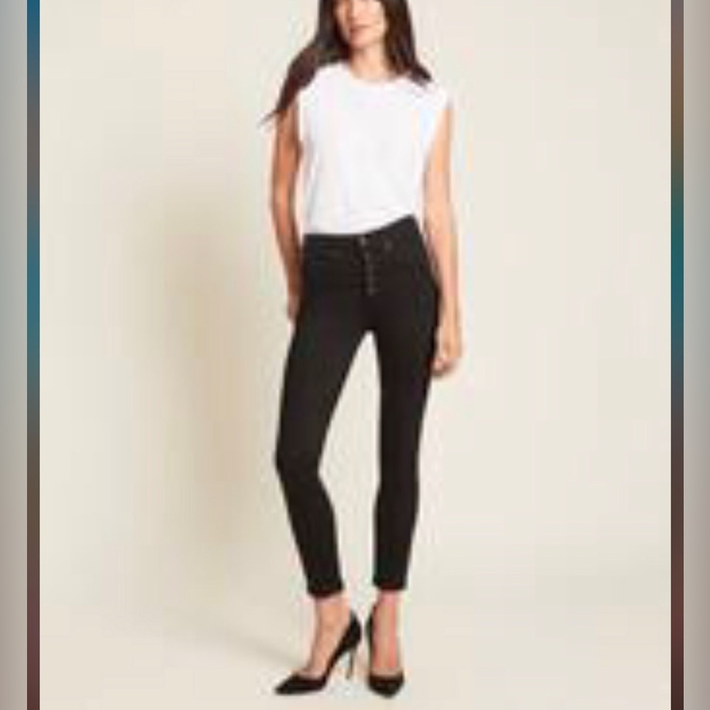 Veronica Beard Debbie 10” Skinny Black Jeans Size 29 Button Fly High Rise